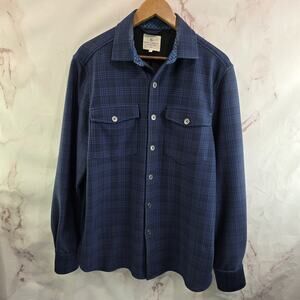 Construct Shirt Jacket Men Medium Blue Button Fleece Lined Sherpa Fleece Shacket